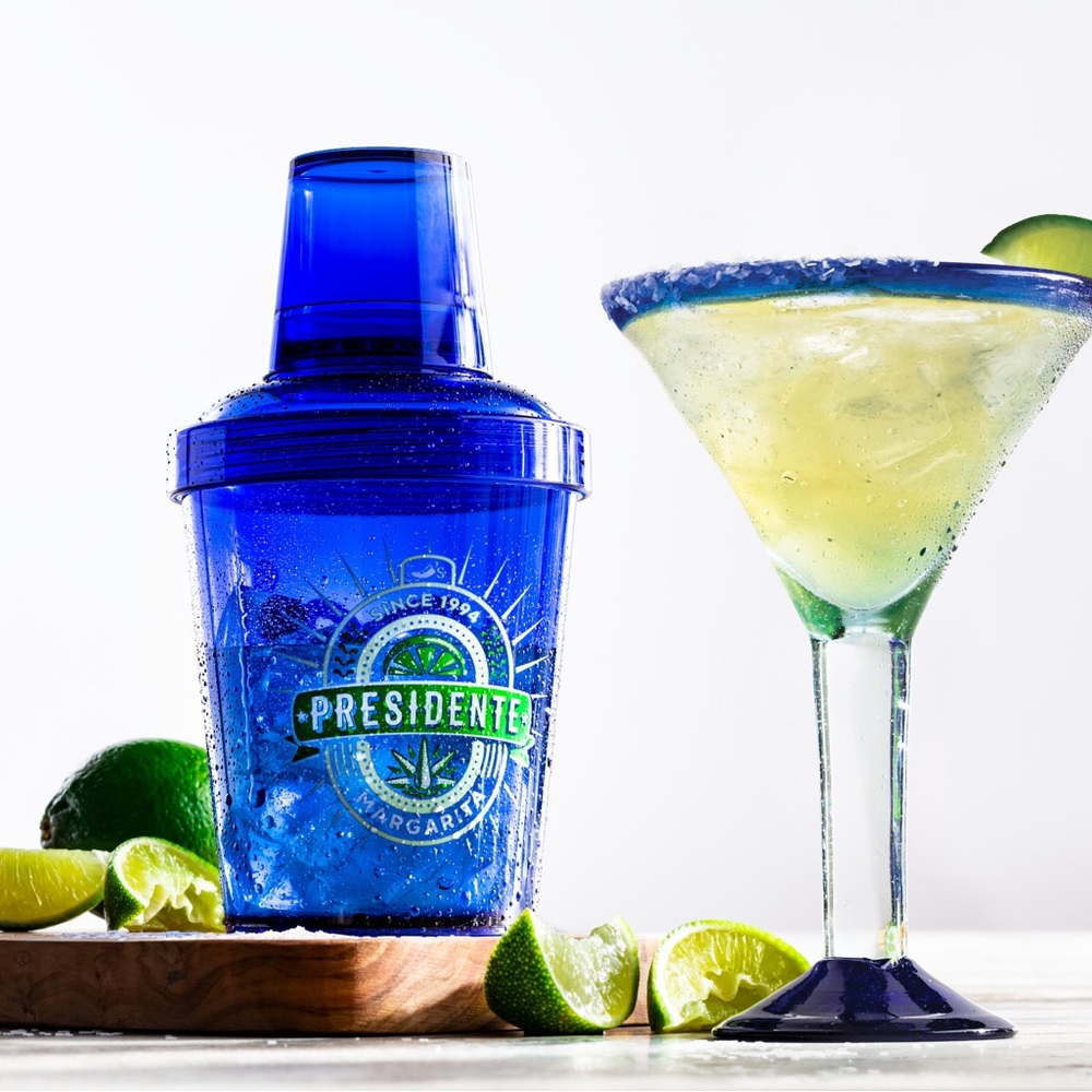Chili’s Presidente Margarita Blue Cocktail Shaker Cup Reusable Bar Drinkware